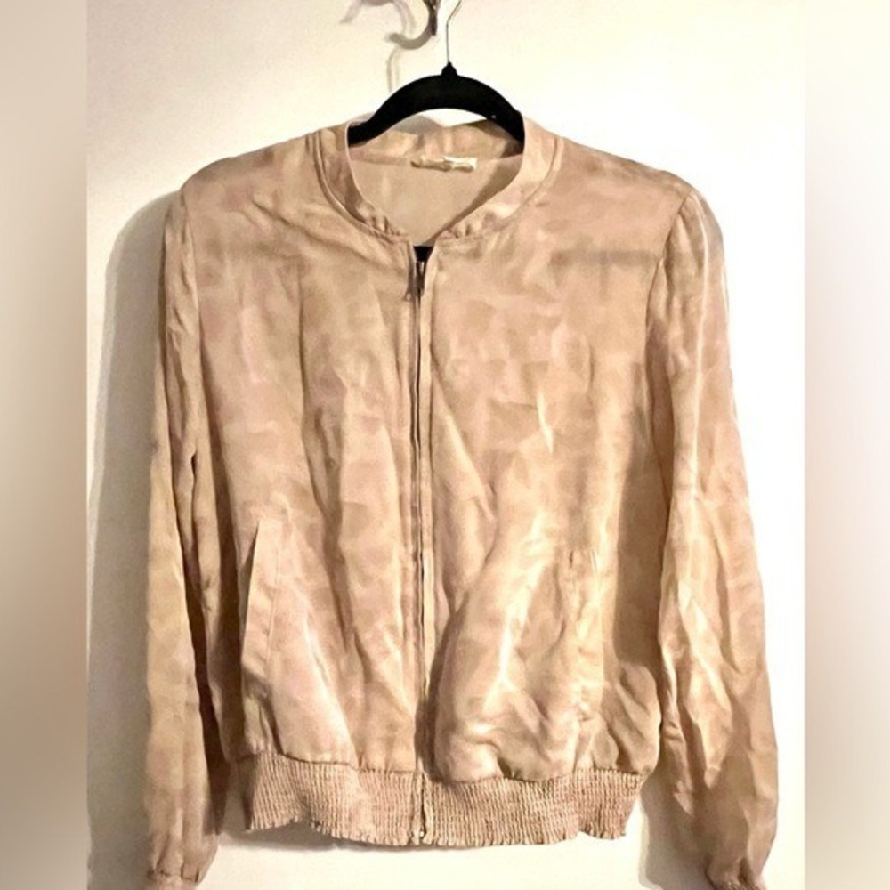 Mystree Light Tan Animal Print‎ Bomber Jacket-Size Small